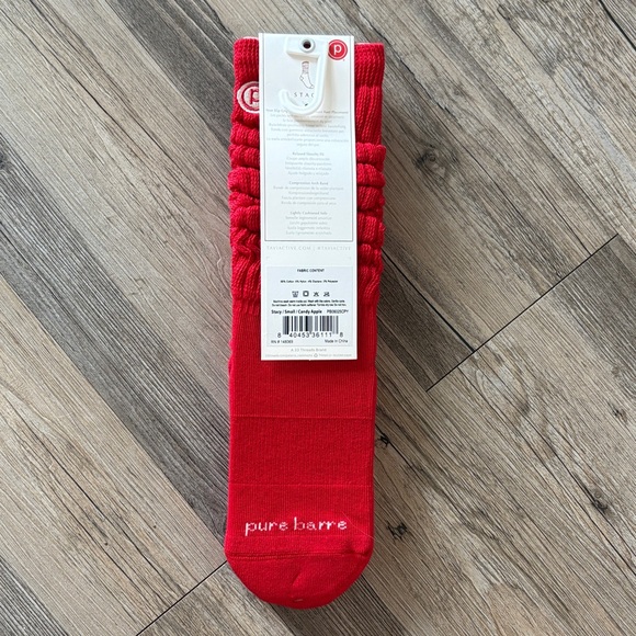 NEW Limited Edition Pure Barre Stacy Grip Sock Candy Apple Red - Picture 3 of 8